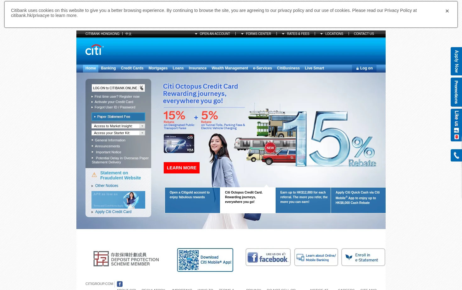 Citibank Hong Kong 页面快照